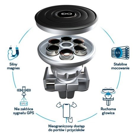 Uchwyt samochodowy eXc MAGNETIC czarno - srebrny