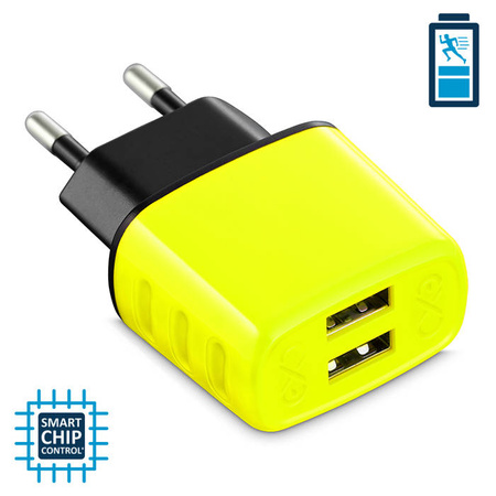 Ładowarka sieciowa eXc CUTE 2xUSB 2.4A neon żółty