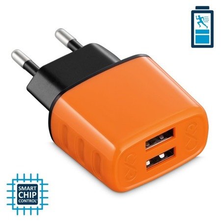 Ładowarka sieciowa eXc CUTE 2xUSB 2.4A, pomarańczowy